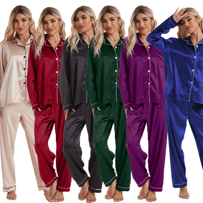 Anpassningsbara Satin Pyjama Sets för män och kvinnor
