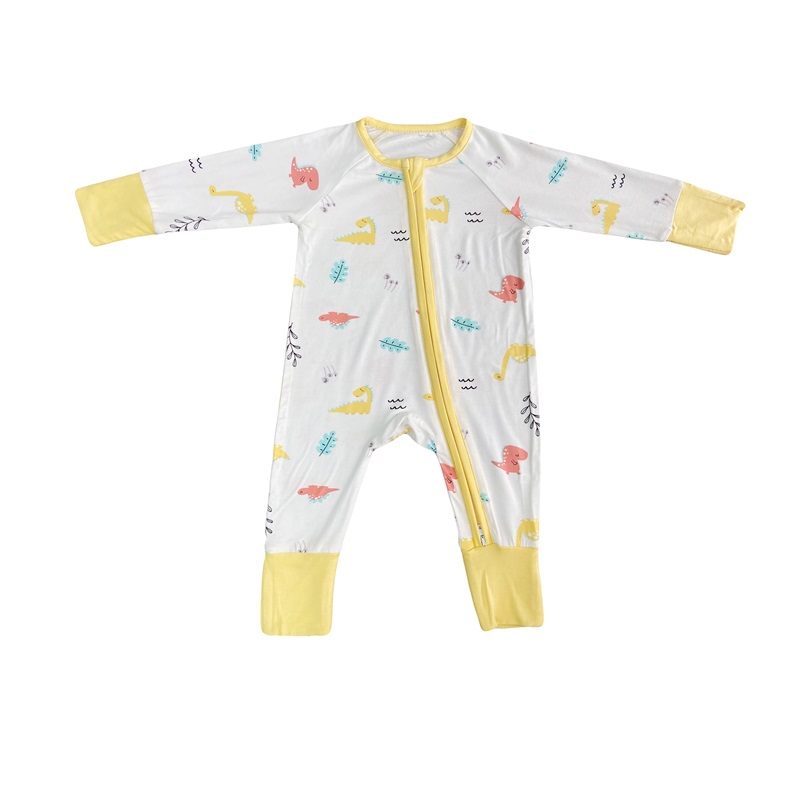 Bambu Baby Rompers blixtlås Footie Pyjamas Convertible Romper