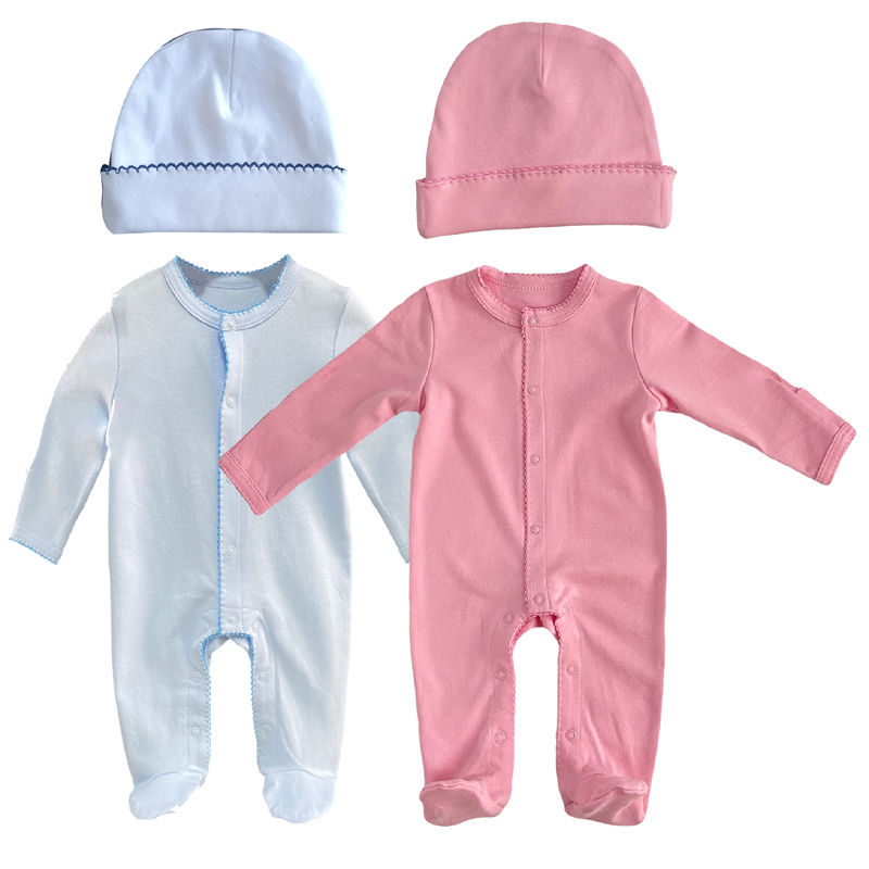 Anpassad ekologisk bomull Picot Trim Footie Swaddle Set
