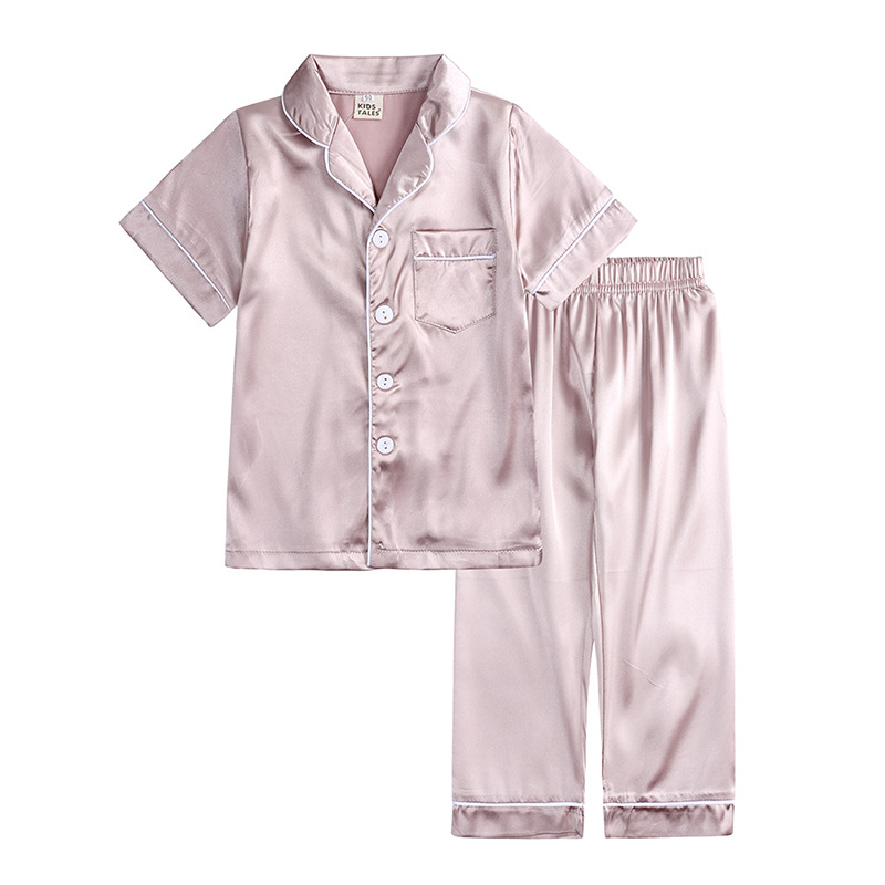 Anpassad Logo Satin Kids’ Pyjamas Set Flera färger tillgängliga