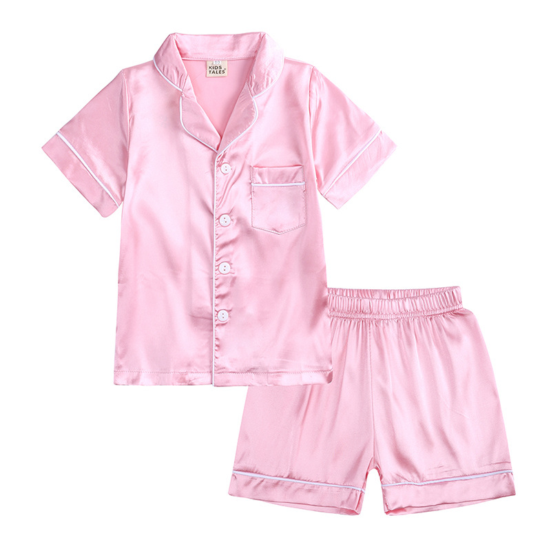 Mjuka Satin Barn’ Korta ärmar och shorts Pyjamas Set